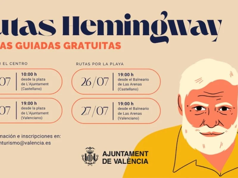 Cartel de las rutas de Hemingway en Valencia
