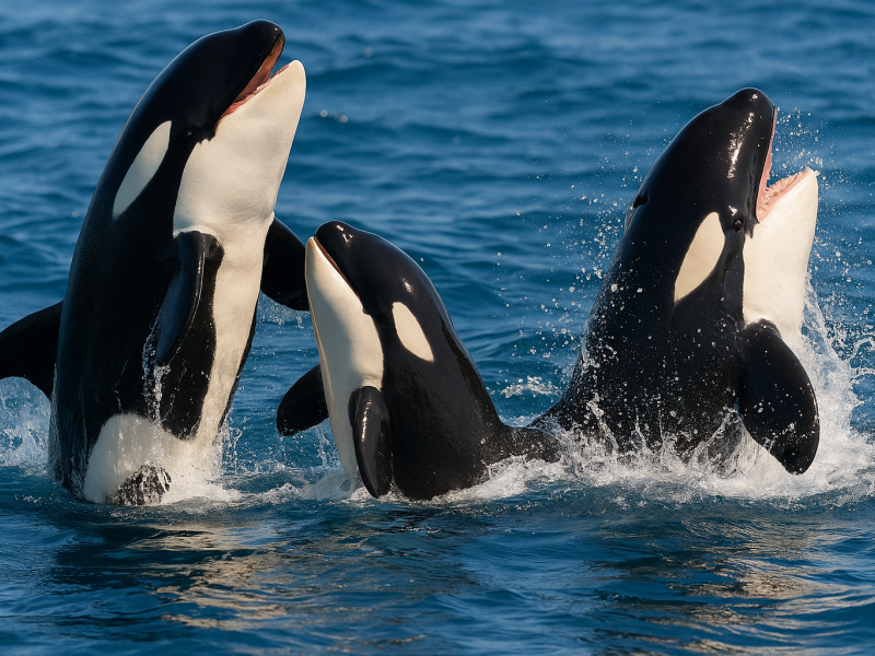 Orcas en vertical