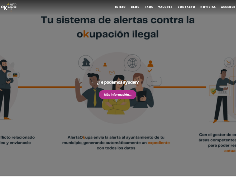 Menú de inicio de Alerta Okupa