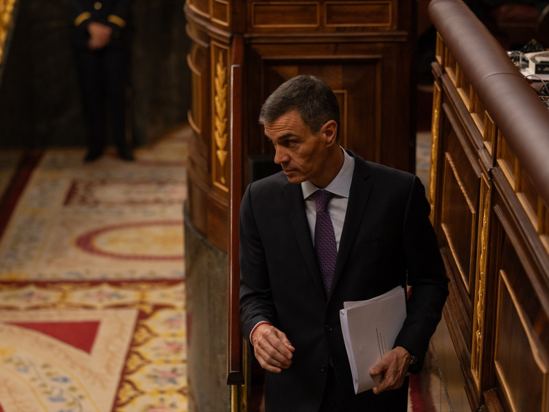 El presidente del Gobierno, Pedro Sánchez, durante un pleno extraordinario, en el Congreso de los Diputados