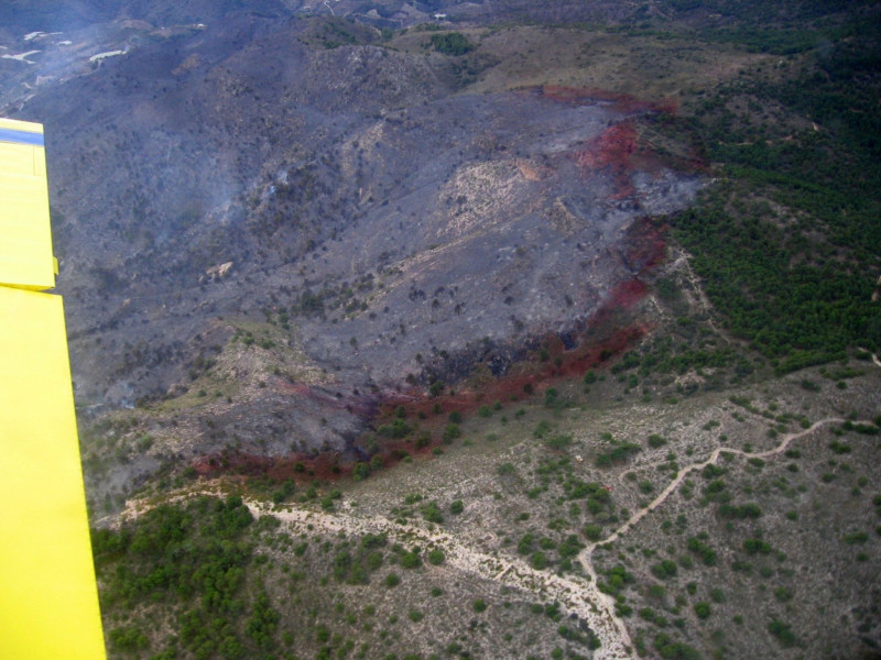Incendio tratado con producto químico
