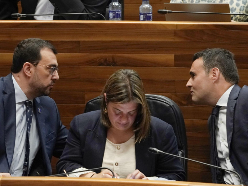 Adrián Barbón y Guillermo Peláez en la Junta General del Principado