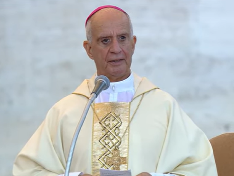 Mons. Rino Fisichellla durante la celebración de la misa de inicio del Jubileo de los Jóvenes
