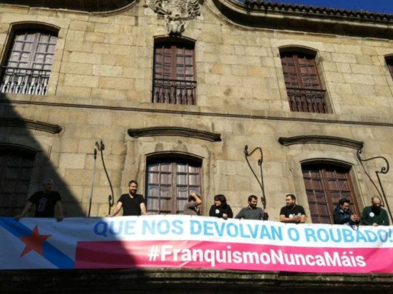Protesta en la Casa Cornide, en septiembre de 2017