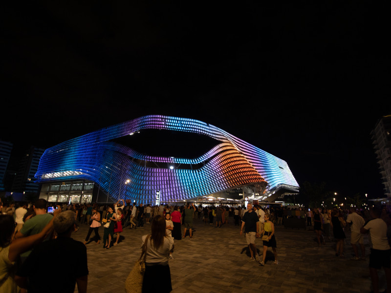 Aspecto externo del Roig Arena durante el evento del martes