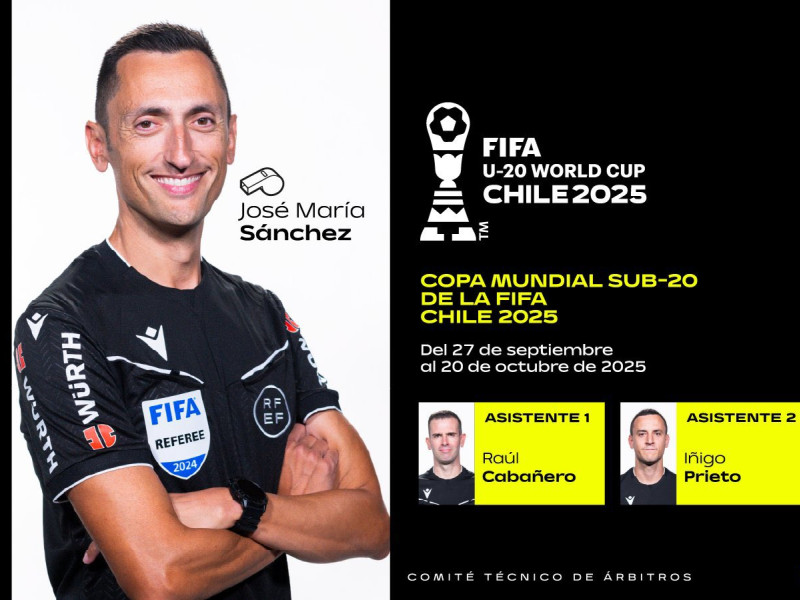 Sánchez Martínez será colegiado en el Mundial Sub 20 de Chile
