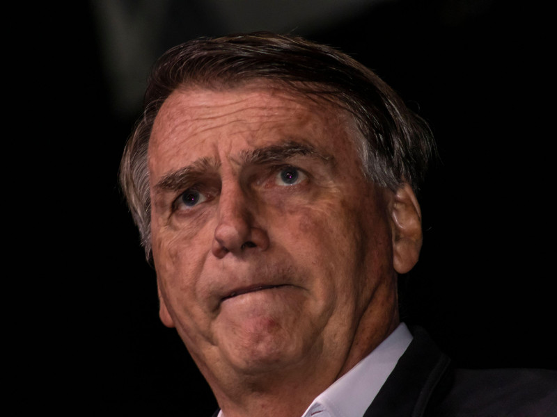 Jair Messias Bolsonaro, expresidente brasileño, en una rueda de prensa
