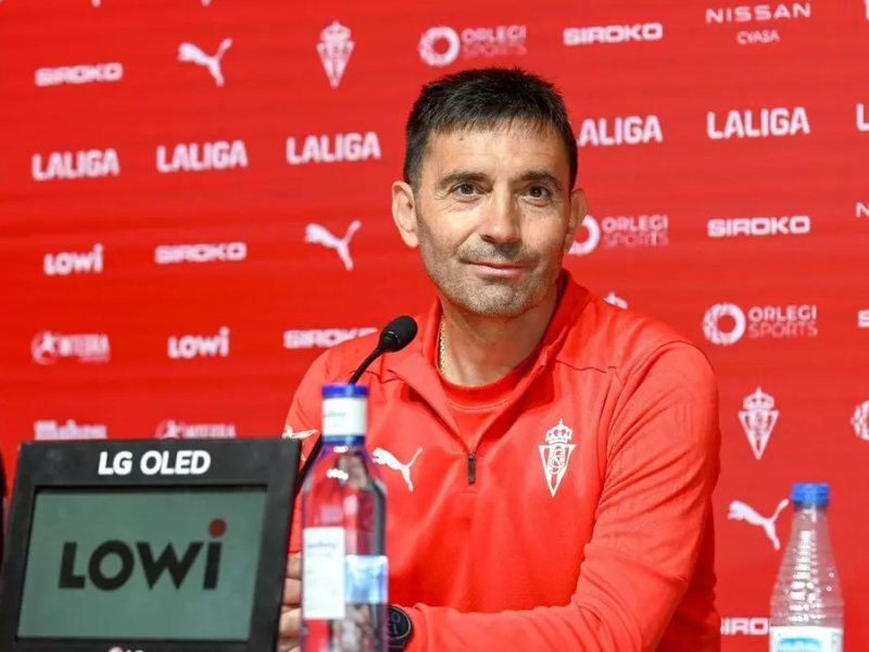 Asier Garitano en una sesión en Mareo