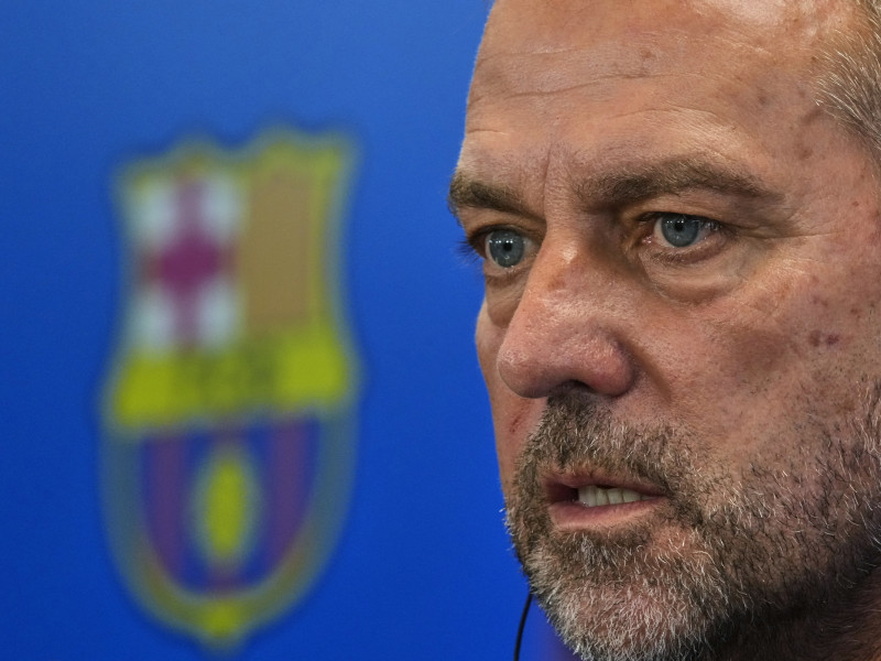 Hansi Flick, entrenador del Barcelona, durante la rueda de prensa de este viernes.