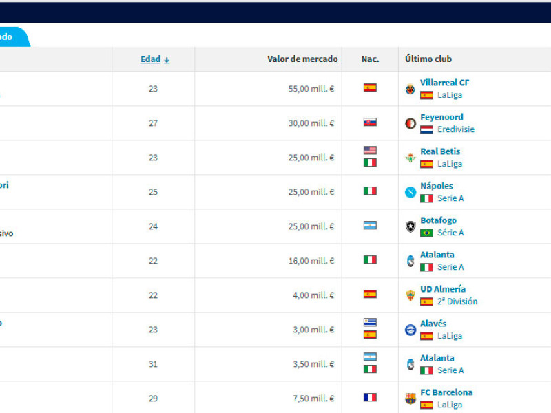 Altas del Atlético de Madrid en el mercado veraniego de 2025.