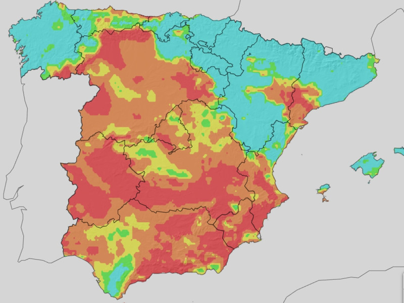 Mapa de riesgo de incendios para el jueves 28