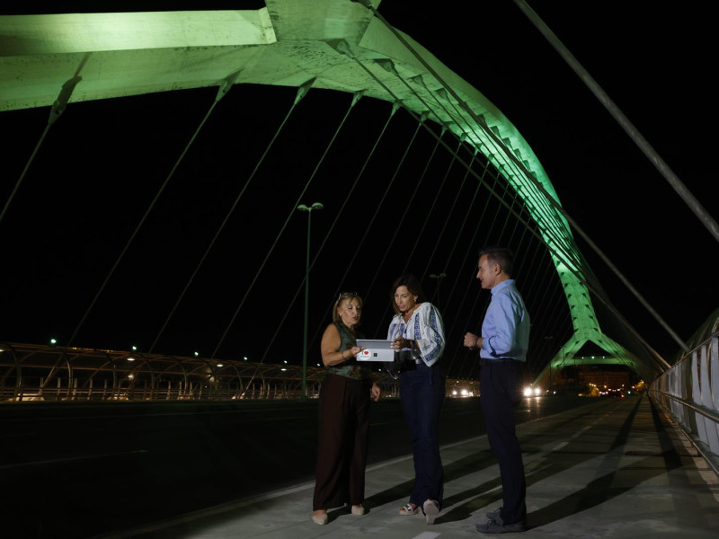 La alcaldesa Natalia Chueca, fue la encargada anoche de inaugurar la nueva iluminación.