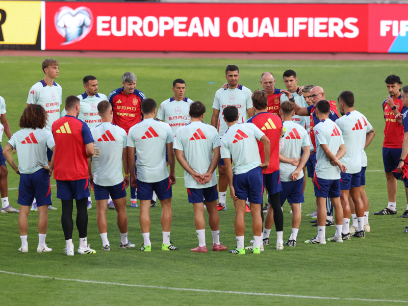 Imagen del entrenamiento de la selección española en Bulgaria