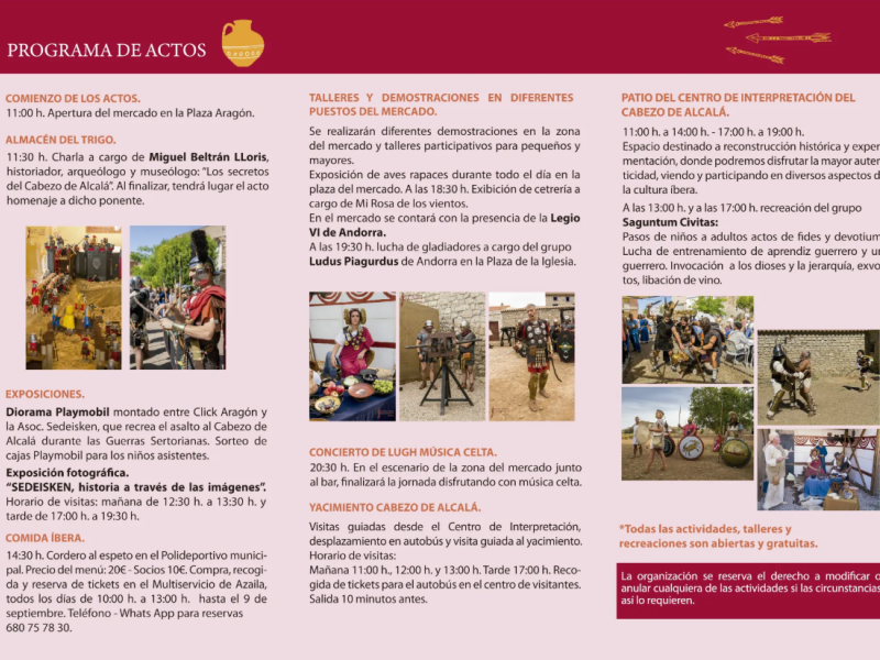 Programa de actividades en Azaila.