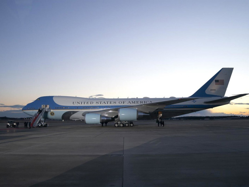 El Air Force One en la Base de la Fuerza Aérea Andrews, en Maryland, Estados Unidos