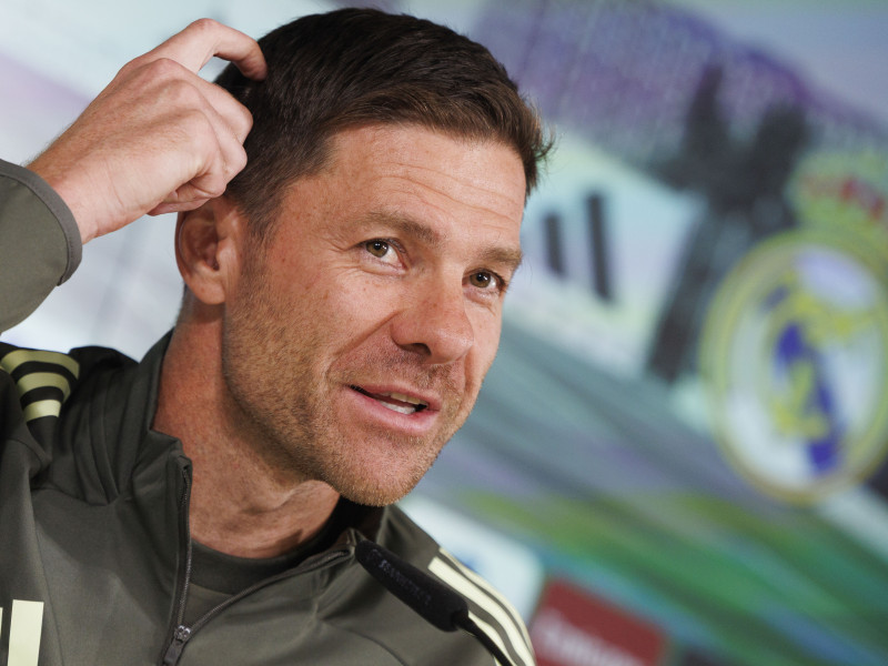 Xabi Alonso, entrenador del Real Madrid, en la rueda de prensa de este viernes.