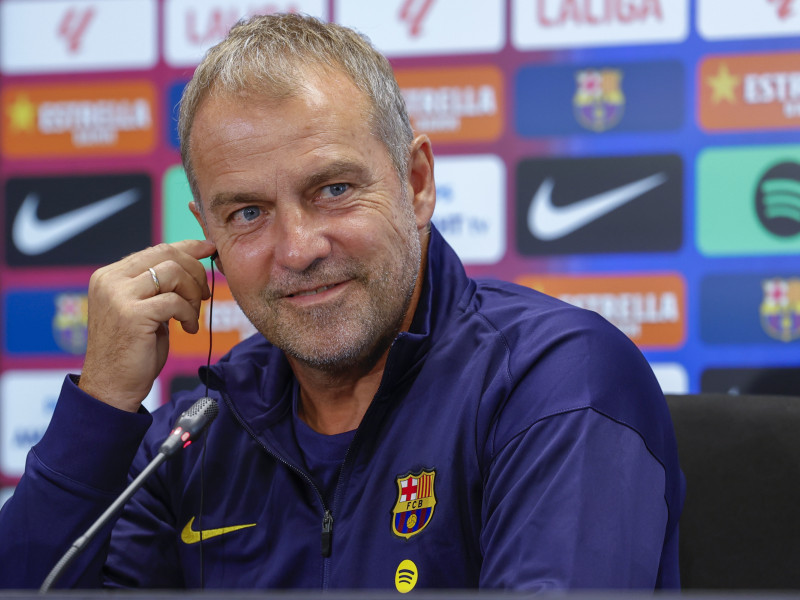 Hansi Flick, durante la rueda de prensa en la que ha rajado del seleccionador español.