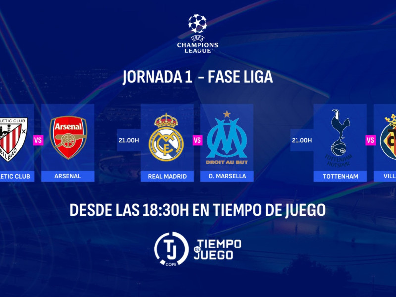Debut de Athletic, Real Madrid y Villarreal en Champions League