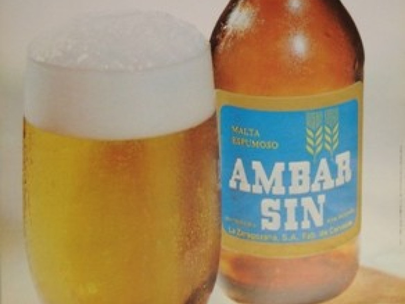 Primera etiqueta de la cerveza sin alcohol de Ambar en los años 70