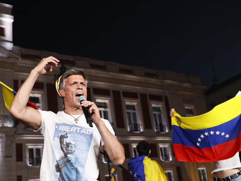 El opositor venezolano Leopoldo López, en una concentración a favor de Venezuela convocada en Madrid (agosto de 2024)