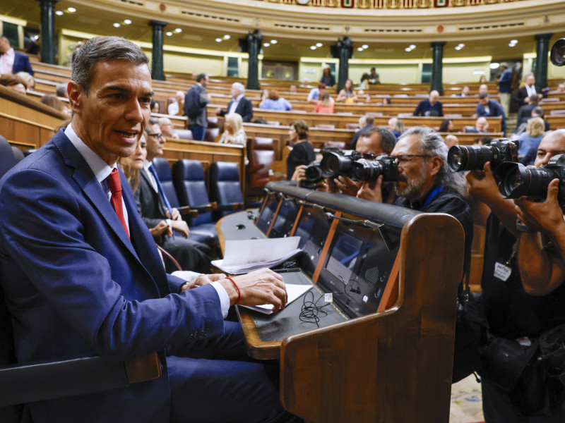 El presidente del Gobierno, Pedro Sánchez, en el Congreso
