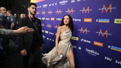 Eden Golan representing Israel with the song "Hurricane"during a press conference with the entries that advanced to the final after the second semi-fi