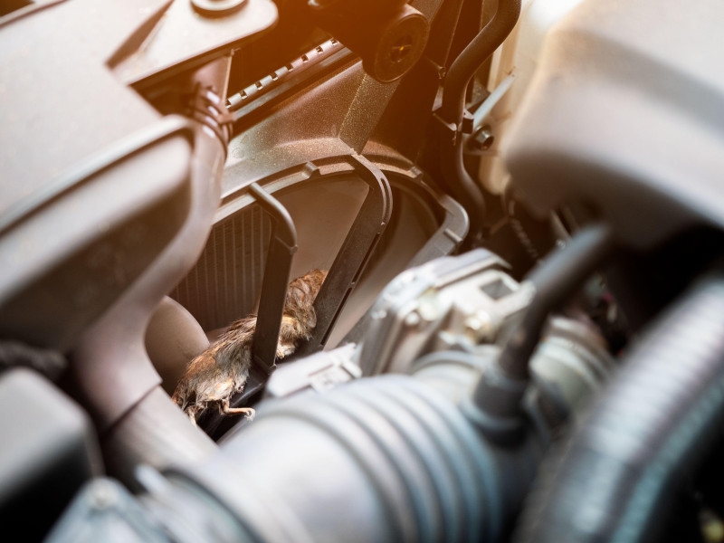 Mecánico de automóviles limpia el ventilador de aire sucio del ratón