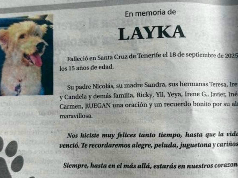 Esquela de Layka