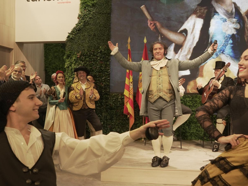 Augusto González Emperador, en plena actuación, caracterizado como Francisco de Goya