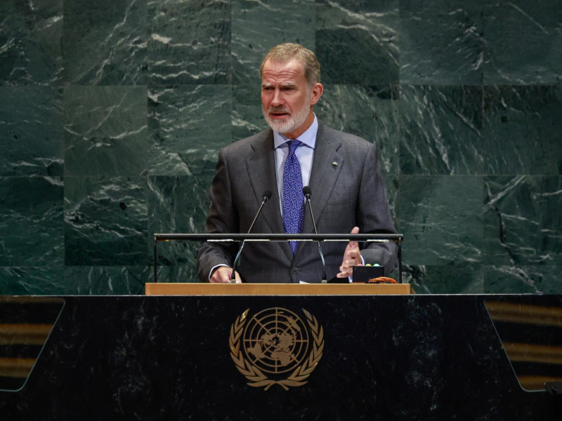 El rey Felipe VI interviene en representación de España al inicio de la segunda jornada de apertura del nuevo periodo de sesiones de la Asamblea General de Naciones Unidas