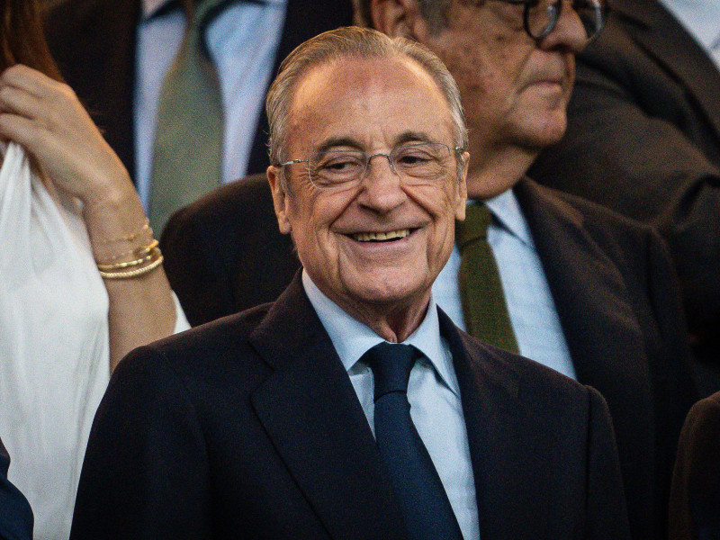 El presidente del Real Madrid Florentino Pérez durante la UEFA Champions League