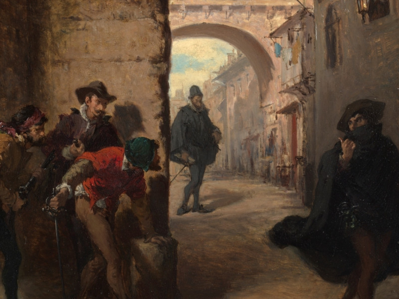 'Muerte de Juan Escobedo', Lorenzo Vallés (1879)
