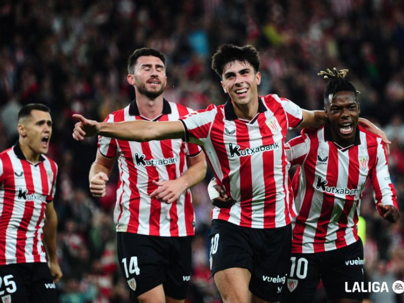 Alejandro Rego celebra el gol en el Athletic-Mallorca