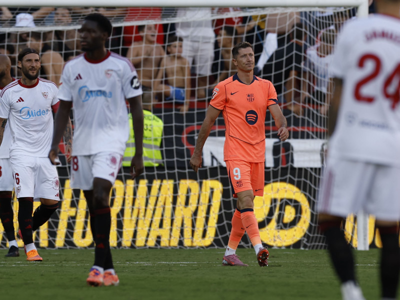 Lewandowski, tras fallar su penalti en el Sevilla-Barça