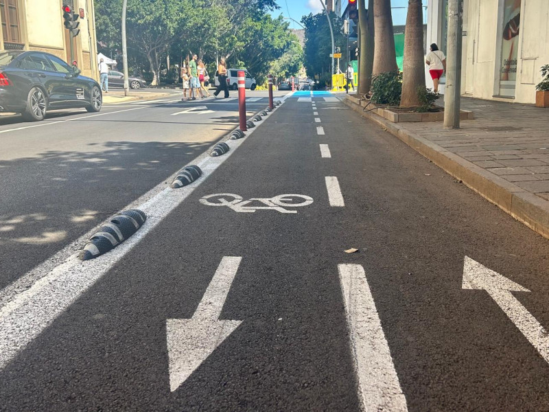 Carril bici en la calle Méndez Núñez