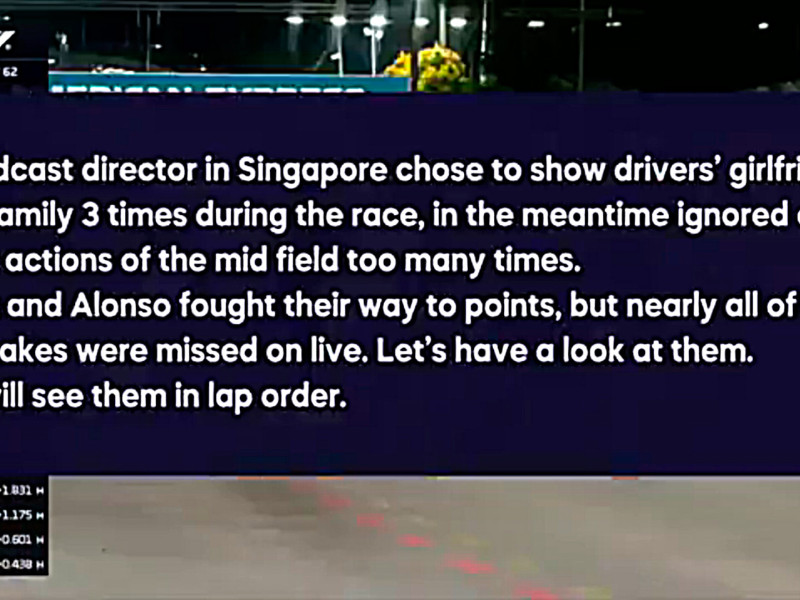 El usuario @yelistener lamenta que la F1 prefiera enfocar a las novias de los pilotos que a los adelantamientos