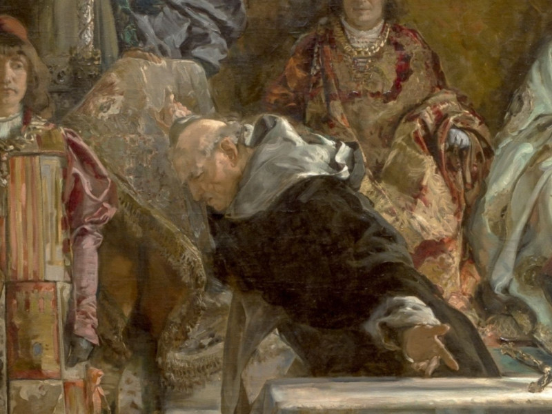 Detalle de fray Tomás de Torquemada en el cuadro de Emilio Sala de la expulsión de los judíos