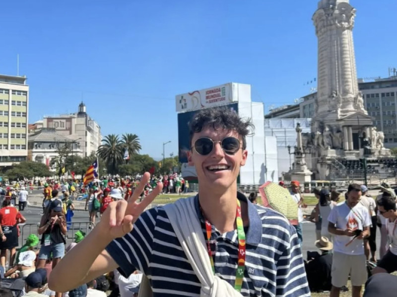 Pablo Rochina, jugador del Levante UD Fútbol Sala, en la JMJ de Lisboa 2023