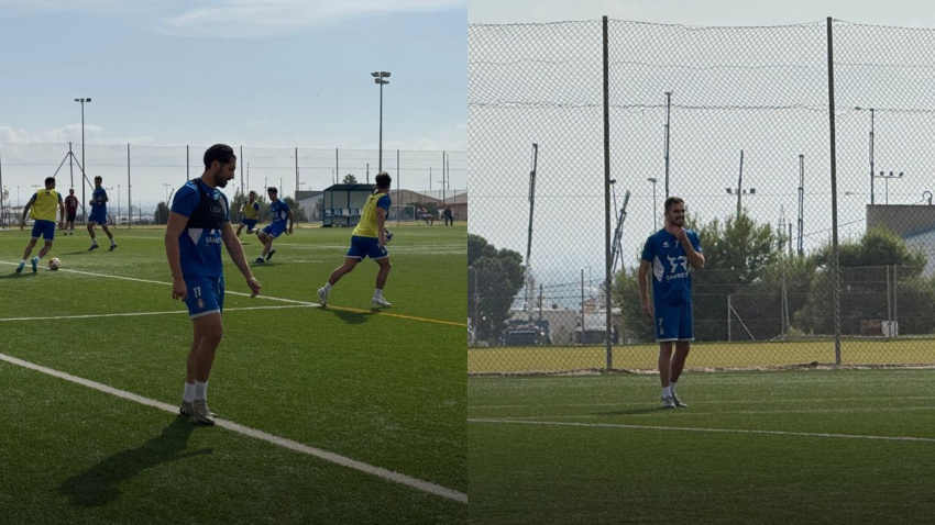 Peque y Juan Hernández, han entrenado con normalidad con el CF Lorca Deportiva