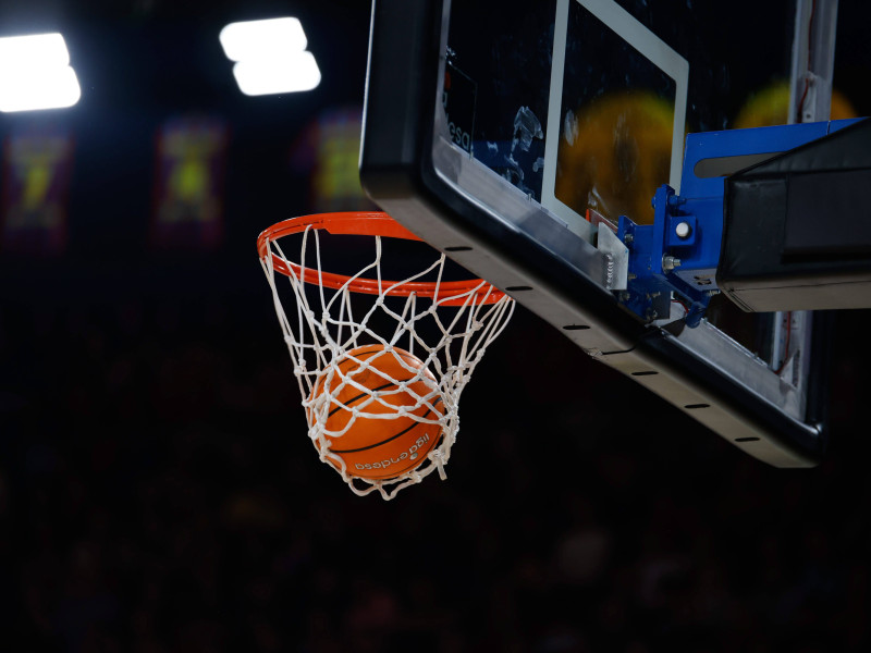 Imagen de una de las canastas del Palau Blaugrana, pabellón del Barcelona de Baloncesto.