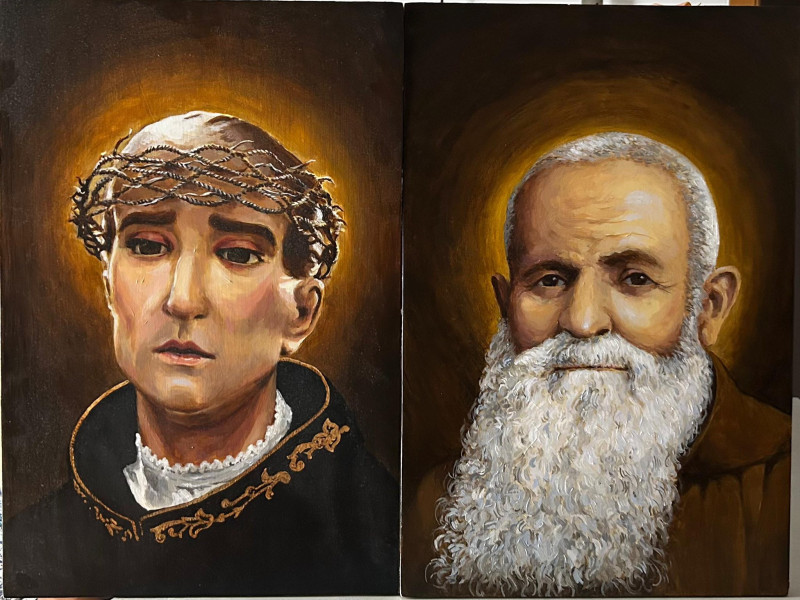 Retratos de San Juan de Dios y el Beato Fray Leopoldo de Alpandeire
