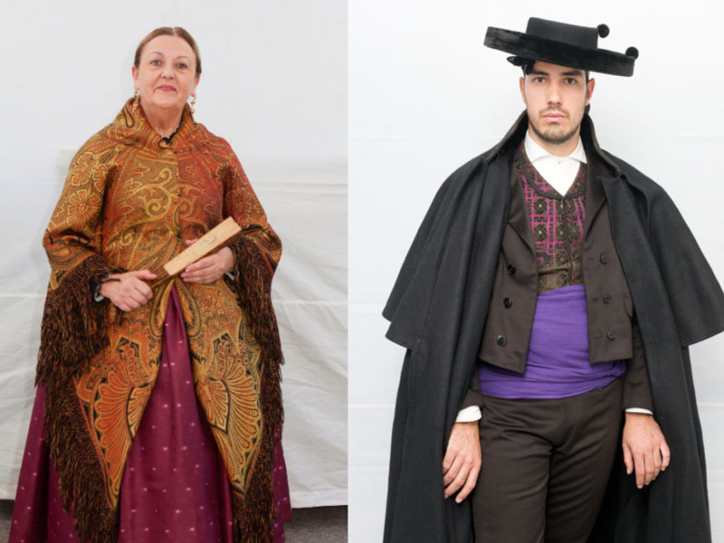 Imagen de los trajes ganadores de ediciones anteriores de la Ofrenda de Flores.