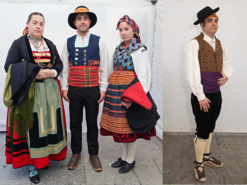 Imagen de los trajes ganadores de ediciones anteriores de la Ofrenda de Flores.