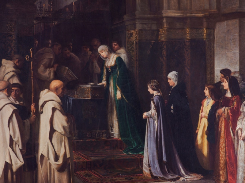 'Isabel la Católica en la cartuja de Miraflores', Luis Álvarez Catalá (1866)