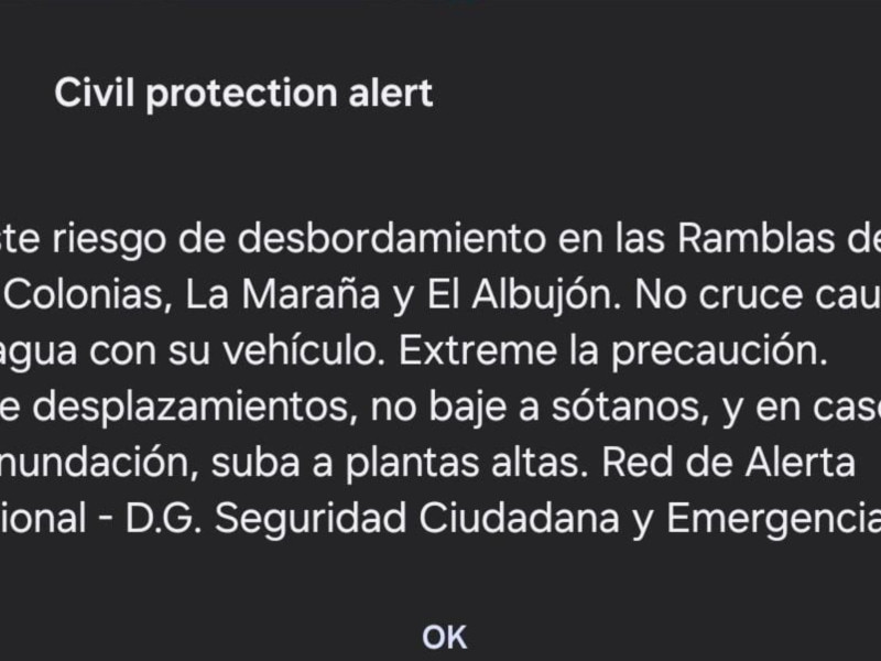 Mensaje de la alerta