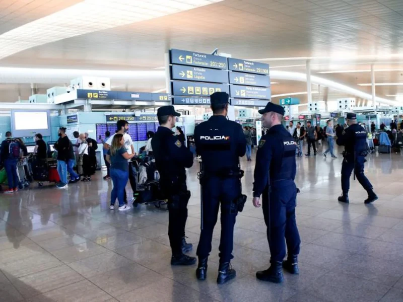 Agentes de la Policía Nacional en el aeropuerto de Barcelona
