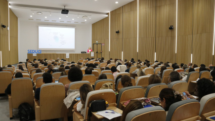 Participants en el curs SEDUCI 2025 a la sala d'actes de l'Hospital Arnau de Vilanova de Lleida