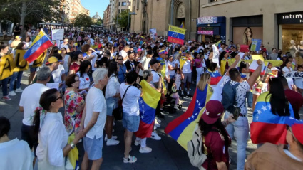 La comunidad venezolana, en la última concentración en Pamplona.
