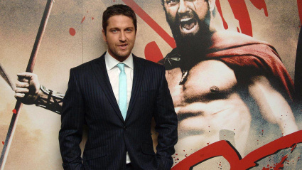 El actor Gerard Butler en la premier de la película de 300
