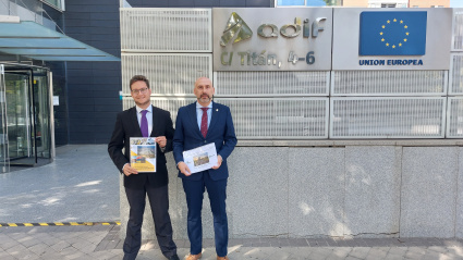 El alcalde y el concejal de Aranda de Duero en la reunión con ADIF